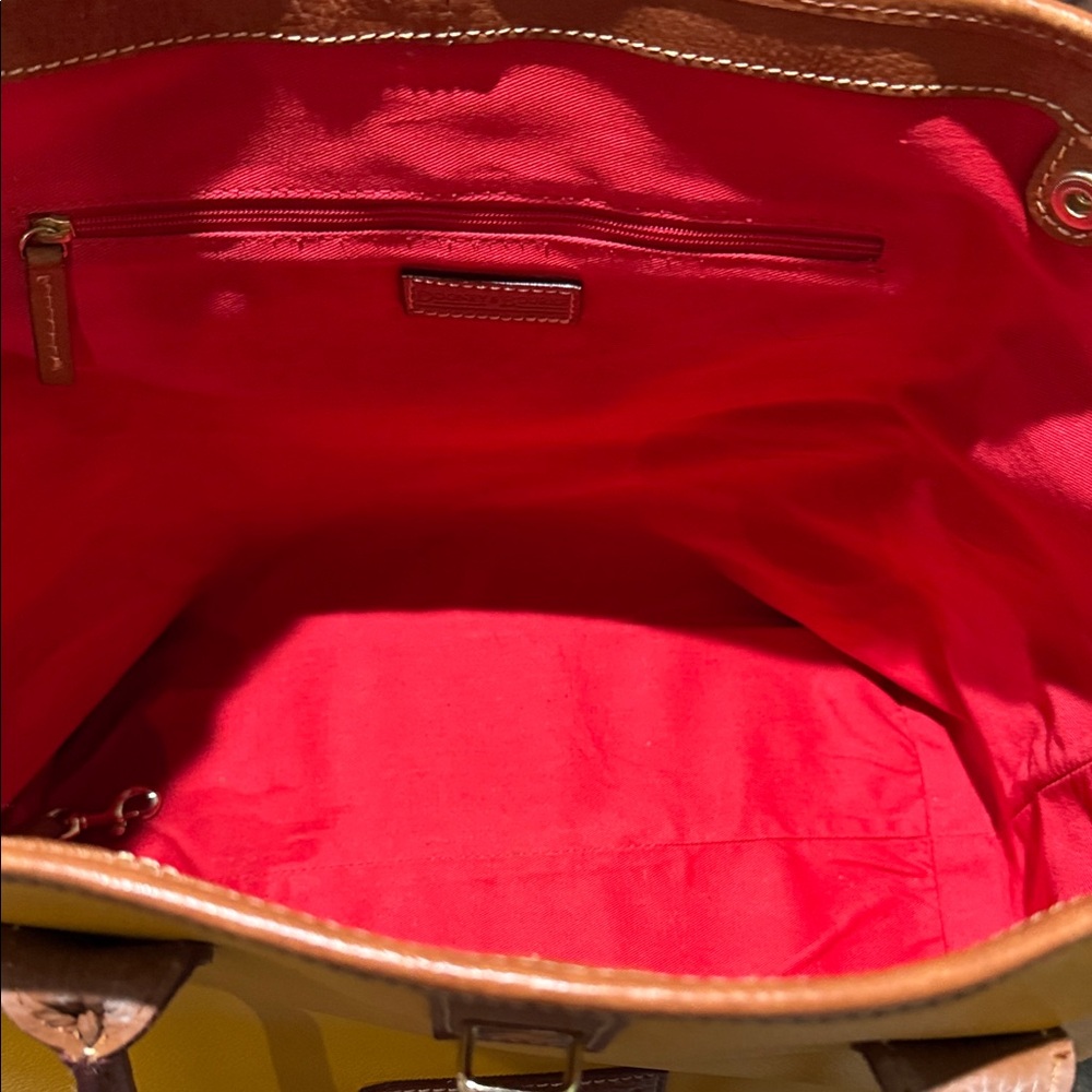 Dooney & Bourke Mustard Yellow Tote with Brown Accents - Picture 6 of 11